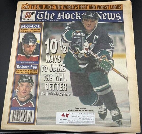 THE HOCKEY NEWS - Feb. 1997 Vol.50, No.24 -  Cover Story on Paul Kariya & Sakic