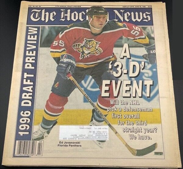 THE HOCKEY NEWS - June 1996 - Cover on Ed Jovanovski and 1996 Draft Preview