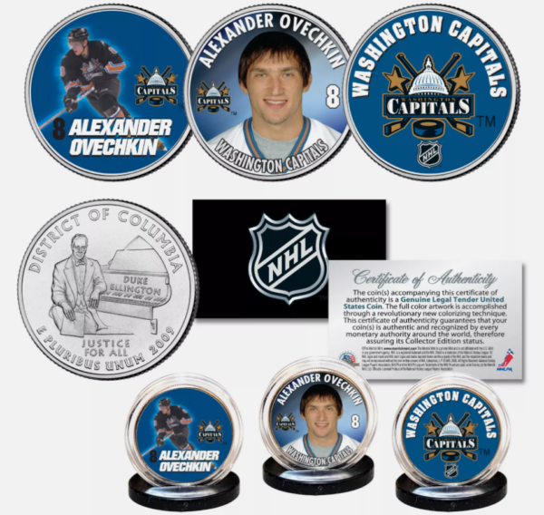 Alex Ovechkin - Mint Released Quarters of the "Great 8" - Washington Capitals